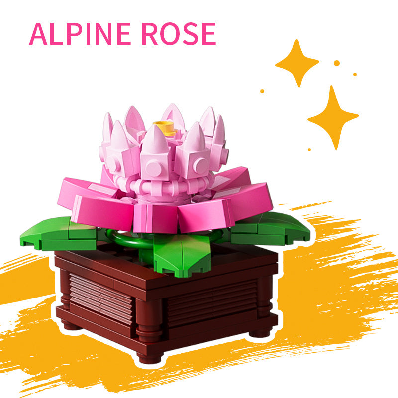 KAVO Succulent Flower Plant Potted Building Blocks Cactus Rose Daisies ABS Plastic Materials Bonsai Mini Model Bricks Creation Toys Christmas Birthday, Halloween, New year, Black Friday Gift For Kids, Building Assembly Ornament