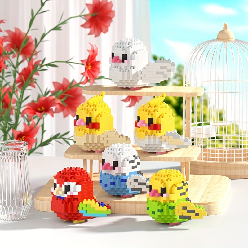 12 Cute DIY Cartoon Bird Micro-Particle Puzzle Animal Building Blocks for Youngsters, Boys and Girls, Desktop Ornaments, Toys and Gifts
