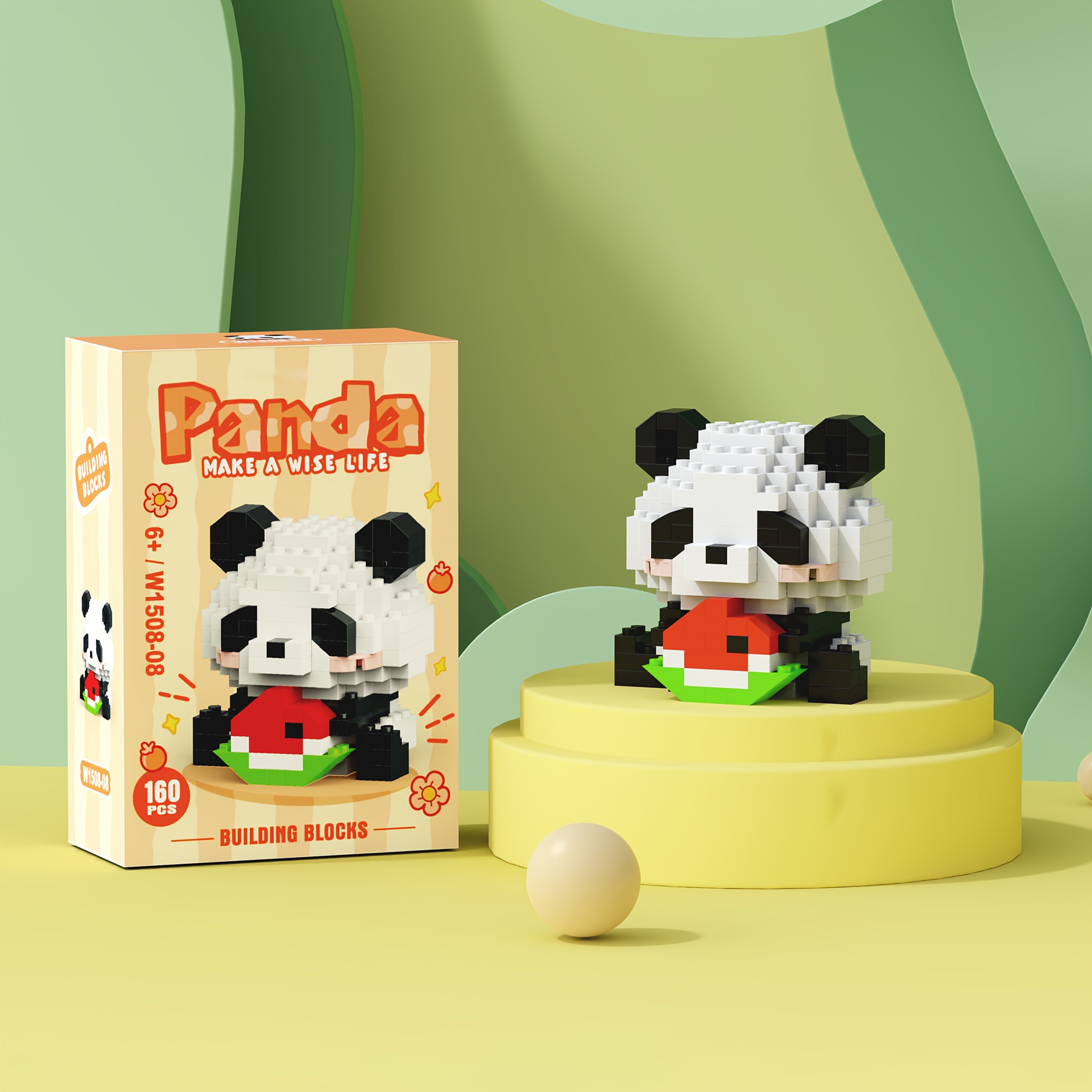 12 Styles of Panda Building Blocks - Cute Desk Decorations, Holiday Gift for Youngsters, ABS Material, Animal Theme, Perfect for Room Deco