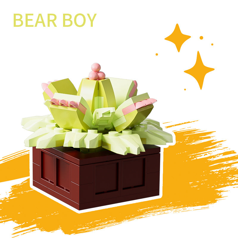 KAVO Succulent Flower Plant Potted Building Blocks Cactus Rose Daisies ABS Plastic Materials Bonsai Mini Model Bricks Creation Toys Christmas Birthday, Halloween, New year, Black Friday Gift For Kids, Building Assembly Ornament