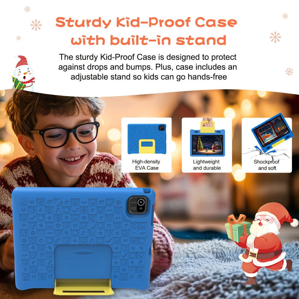 Apolomedia Kids Tablet, 10.1 Inch Android 13 Tablet For Kids, 128GB Expand, HD Touch Screen, 5-8 Hr Battery, Educational Games, Learning Tablet With Parental Control, Wi-Fi, Pre-Installed App, Tablet, Pad