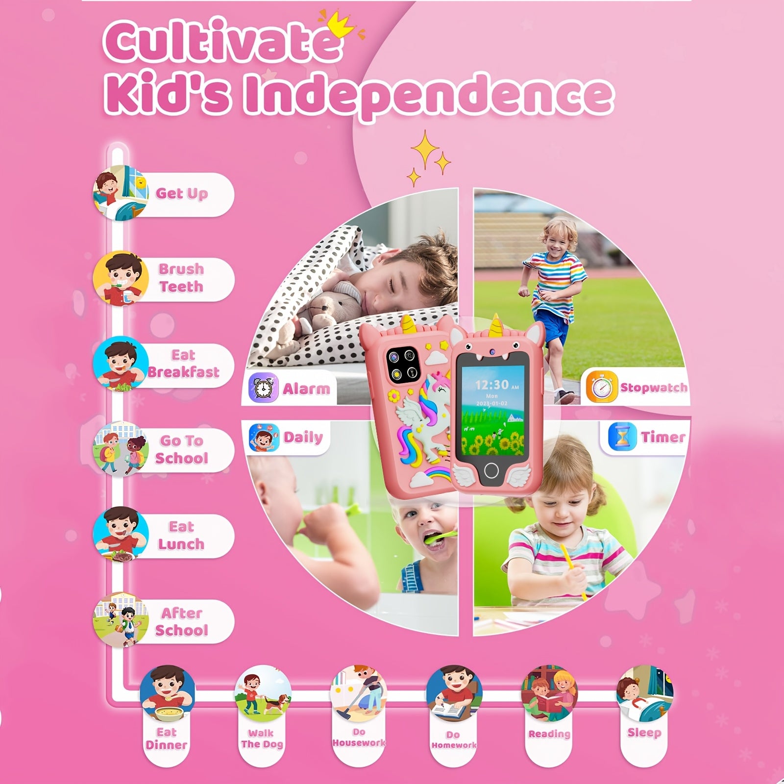 Kids Smart Phone Toys, Touchscreen HD Dual Camera Cell Phone For Kids, Birthday Gifts Dinosaur Play Phone For Boys 3-10, Travel Toy With 8GB SD Card Halloween Christmas Gift