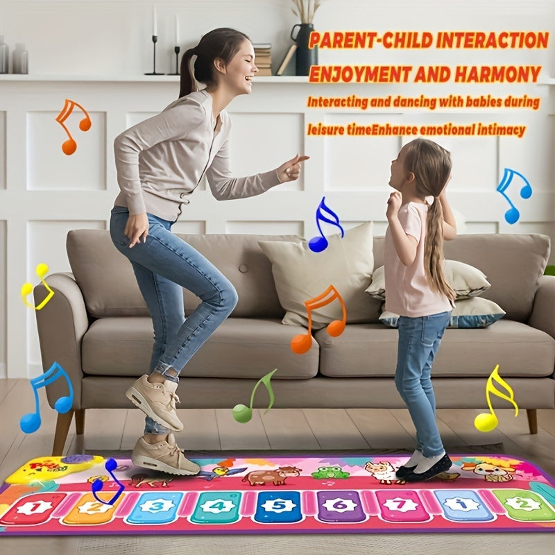 Interactive Red Piano Mat for Toddlers 1-5 Years with 9 Music Sounds, Educational Dance & Music Play Mat Toy with Animal & Number Icons - Ideal Gift for Birthdays, Christmas, Easter, Halloween, Piano Themed Gifts, Playful Design