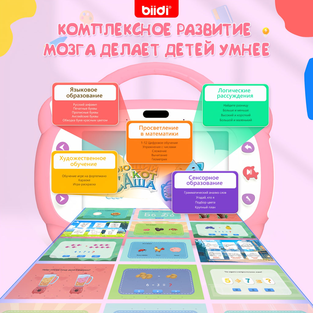 Biidi English Kids Tablet Learning Machine For Children Early Education Multifunctional Point Reading Computer Kids Toys Gift With Karaoke