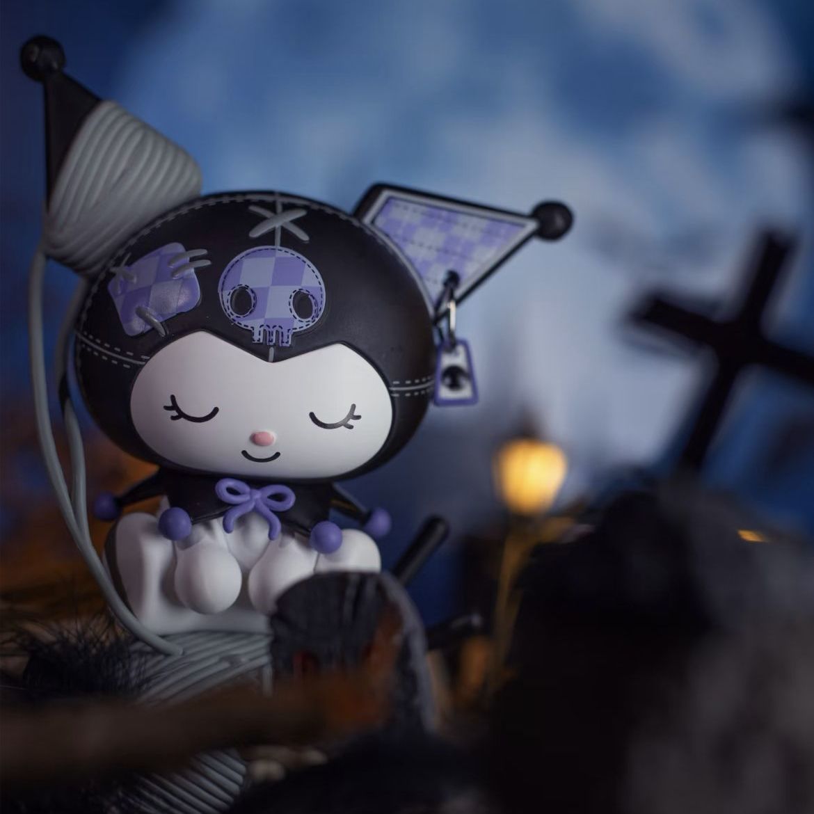 Sanrio Kuromi Collectible Mystery Box Handmade Office Desk Decor - Purple & Black Gothic Doll Figures with Accessories, Limited Edition Birthday Gift for Fans, Desk Figurine, Playful Character Design, Detailed Craftsmanship