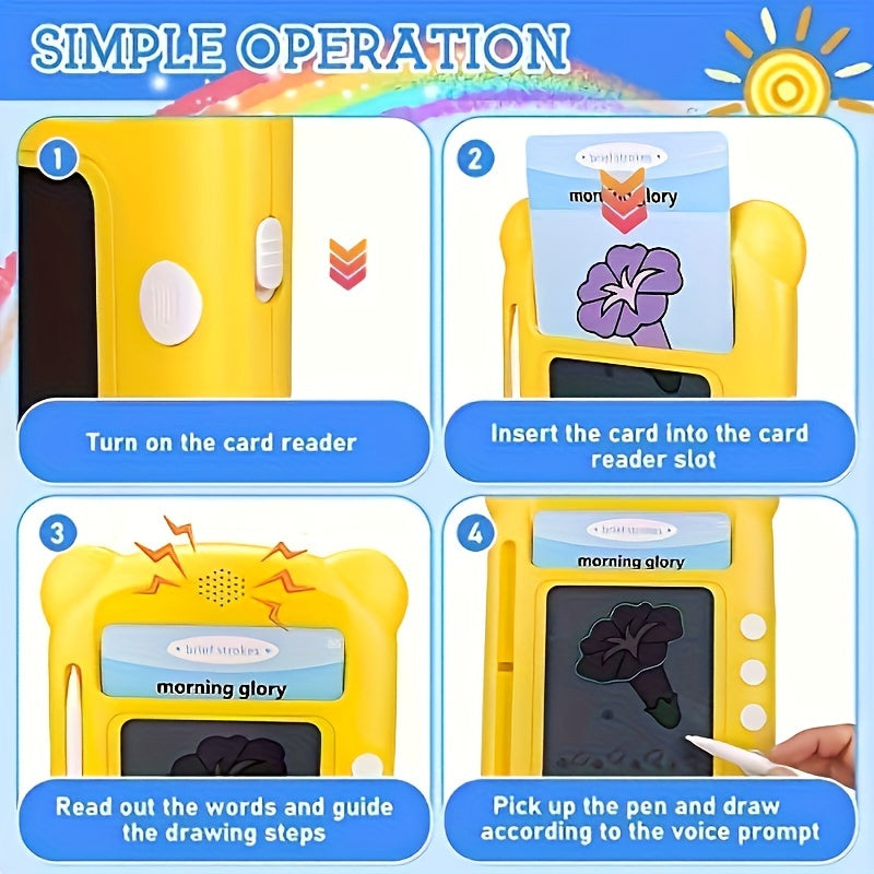 Flash Cards For Toddlers 3 4 5 6 Years Audio Flash Card Educational Learning Toy With Doodle Function, Kids Audible Flash Cards Machine With Drawing Function 50pcs Flash Cards 100 Words