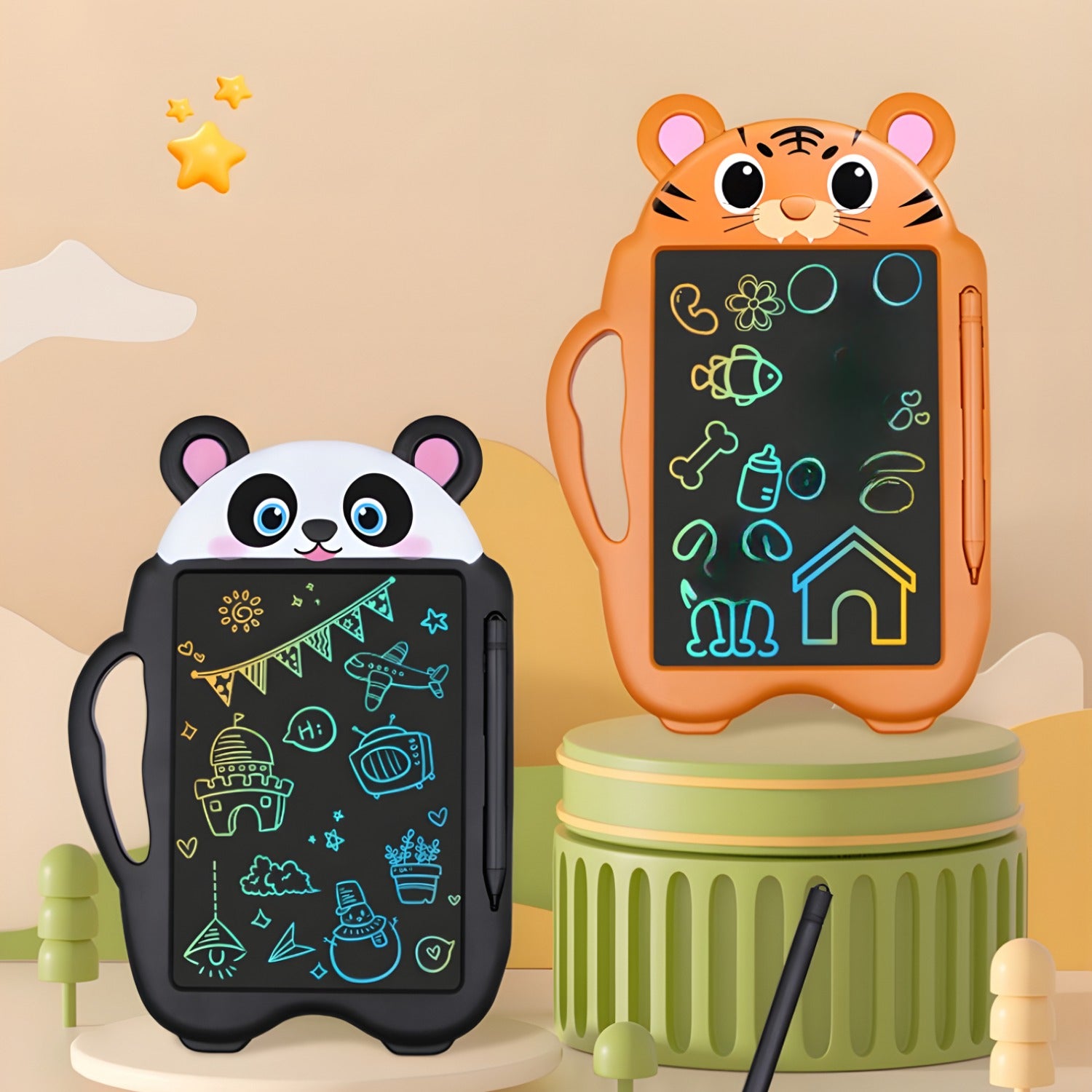 Value Pack LCD Writing Tablet- Cartoon Lovely Design Doodle Board, Multi-Piece Learning, Lcd Drawing Tablet, Draw And Wipe Tablet, Drawing Tablet