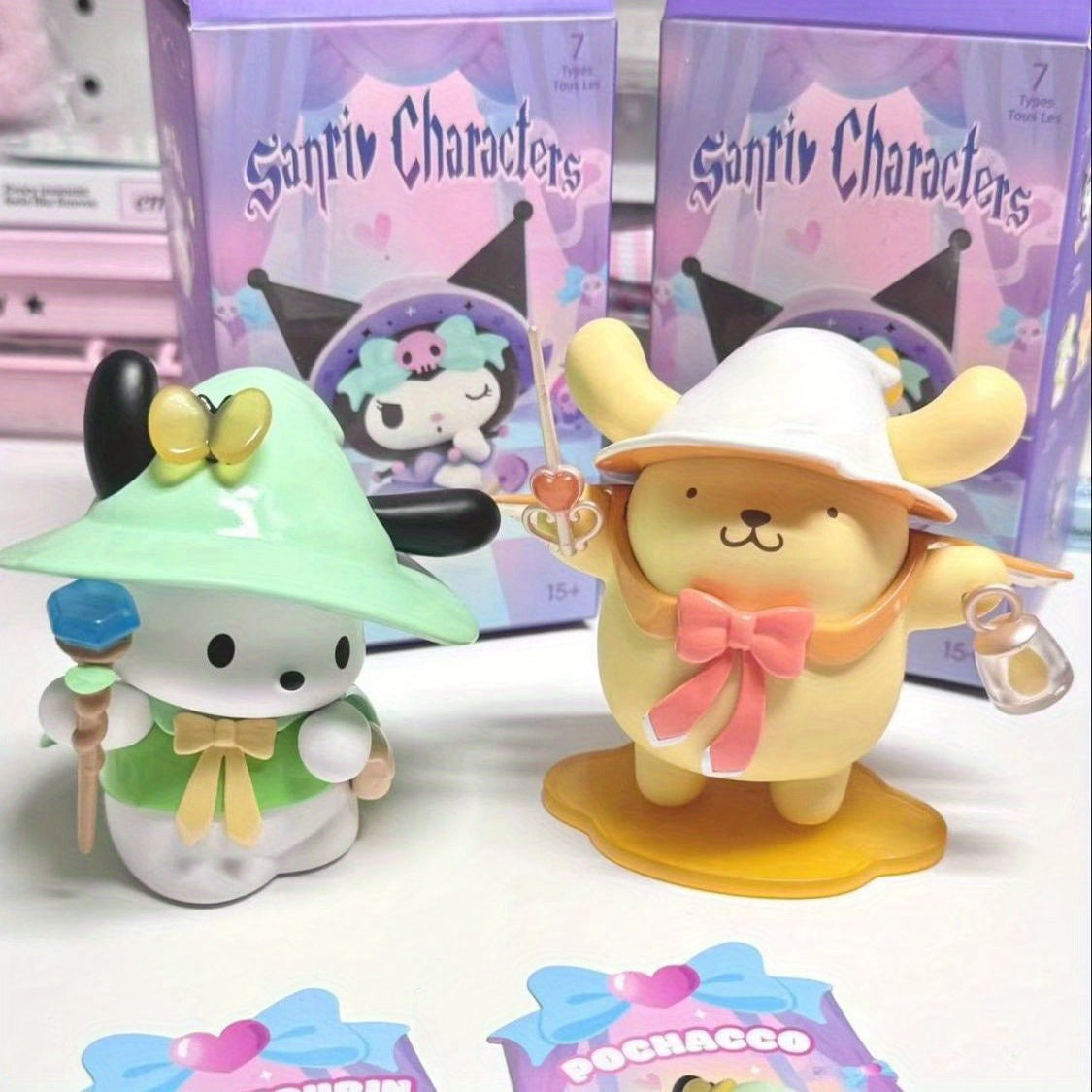 Blind Box from The Sanrio Magical Story Series Featuring Dolls of for kuromi, for My Melody, And Cinnamon Dog, Made of PVC. These Cartoon Decorations Are Perfect for Desktops And Make Great Gifts for Fans of Cartoons.