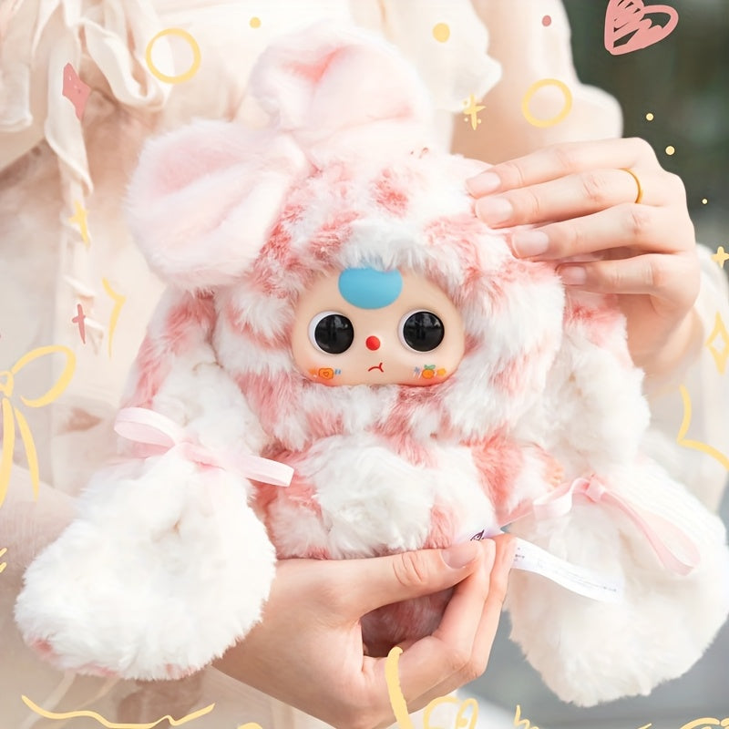 baby three,,Little Rabbit Returns Series Surprise Mystery Box,Adorable Plush Animal Dolls in Festive Hats Heart Charms, Cozy Handmade Hanging Ornaments for Halloween Valentine's Gifts