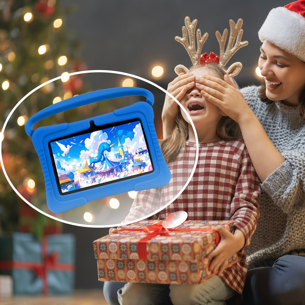 Veidoo Kids Tablet, 7 inch Android Tablet PC, 2GB RAM 32GB ROM, Safety Eye Protection Screen, WiFi, Dual Camera, Games, Parental Control APP, Tablet with Silicone Case