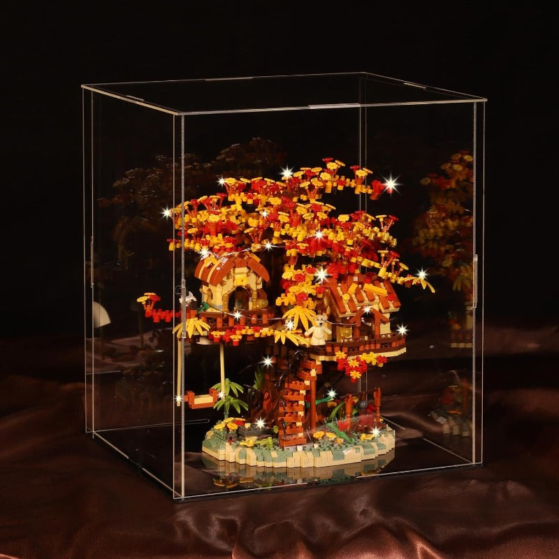 Cherry Blossom Bonsai Tree House Building Blocks Set with Acrylic Display Box Plants Flowers Treehouse Architecture Micro Mini Block Kits Gift for Adults and 2725 Pieces