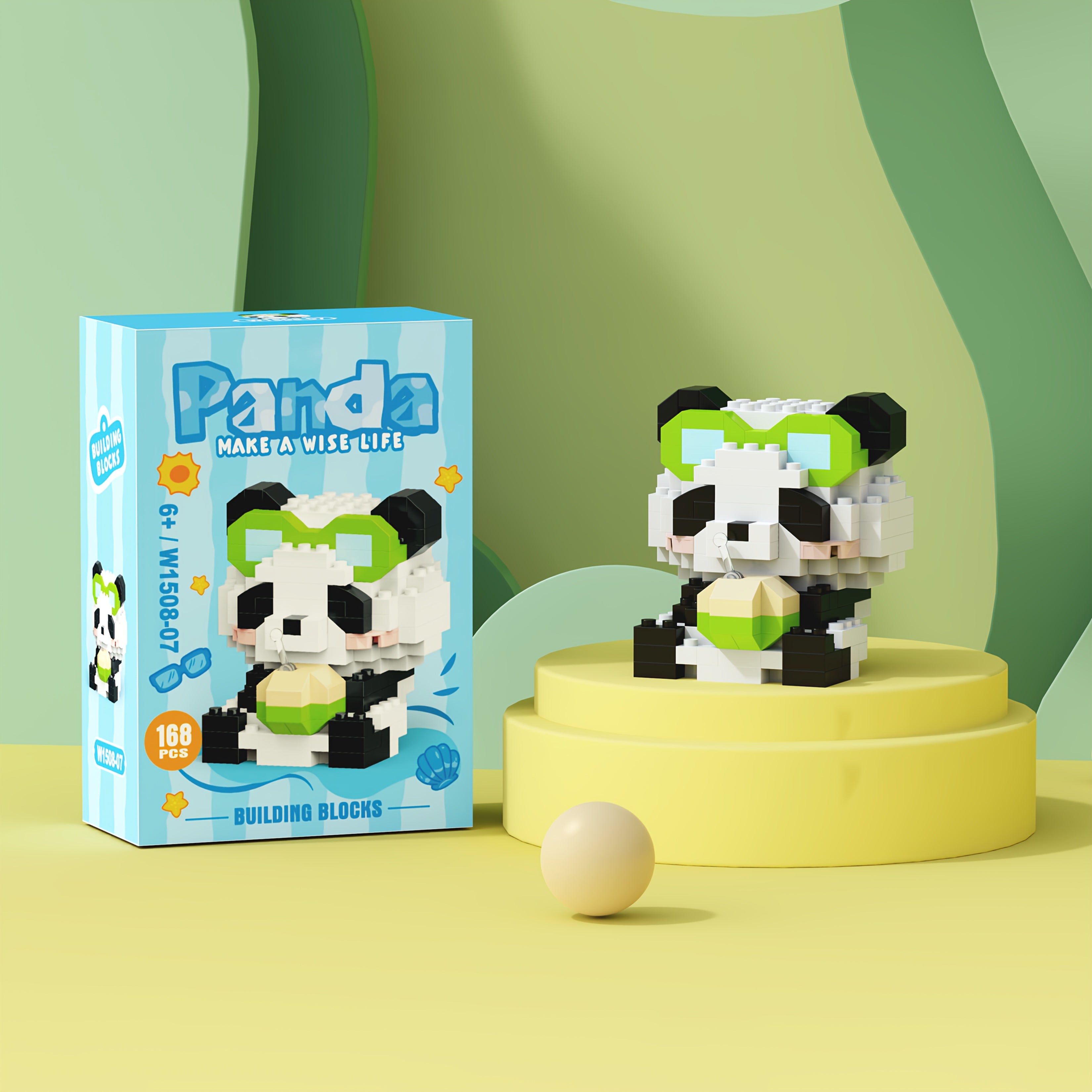 12 Styles of Panda Building Blocks - Cute Desk Decorations, Holiday Gift for Youngsters, ABS Material, Animal Theme, Perfect for Room Deco