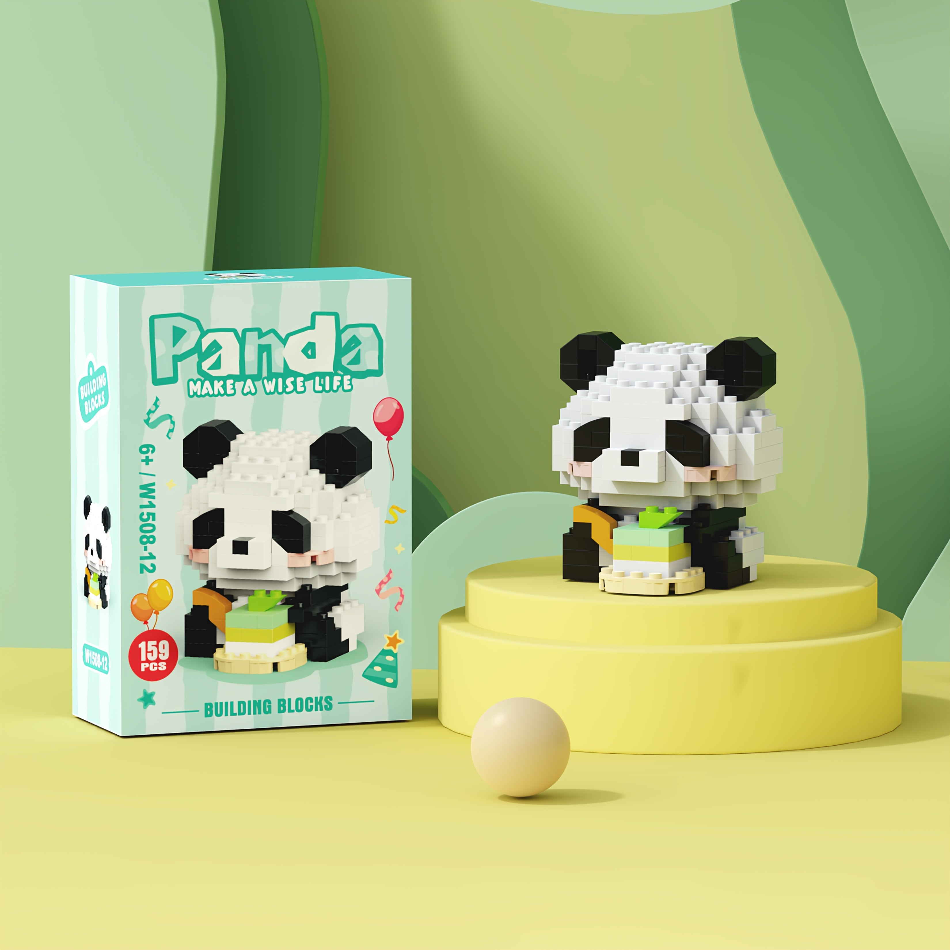 12 Styles of Panda Building Blocks - Cute Desk Decorations, Holiday Gift for Youngsters, ABS Material, Animal Theme, Perfect for Room Deco