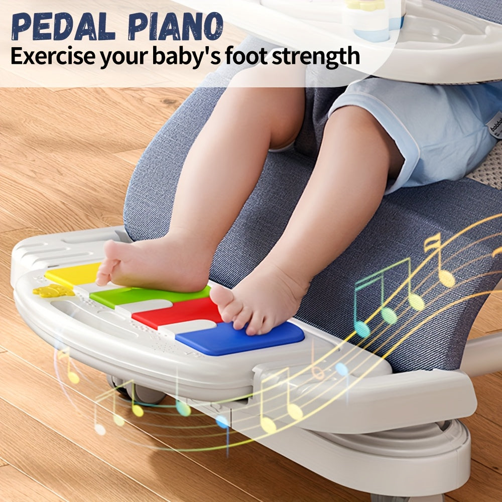 Youngsters Bouncer 4-in-1 with Wheels, Detachable Piano, Feeding Tray, Play Bar, Thick Base. 3-Level Incline Portable Seat for Youngsters to Youngsters 0-6, 0-12, 12-24 Months, Upto 29Lbs