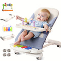 Youngsters Bouncer 4-in-1 with Wheels, Detachable Piano, Feeding Tray, Play Bar, Thick Base. 3-Level Incline Portable Seat for Youngsters to Youngsters 0-6, 0-12, 12-24 Months, Upto 29Lbs