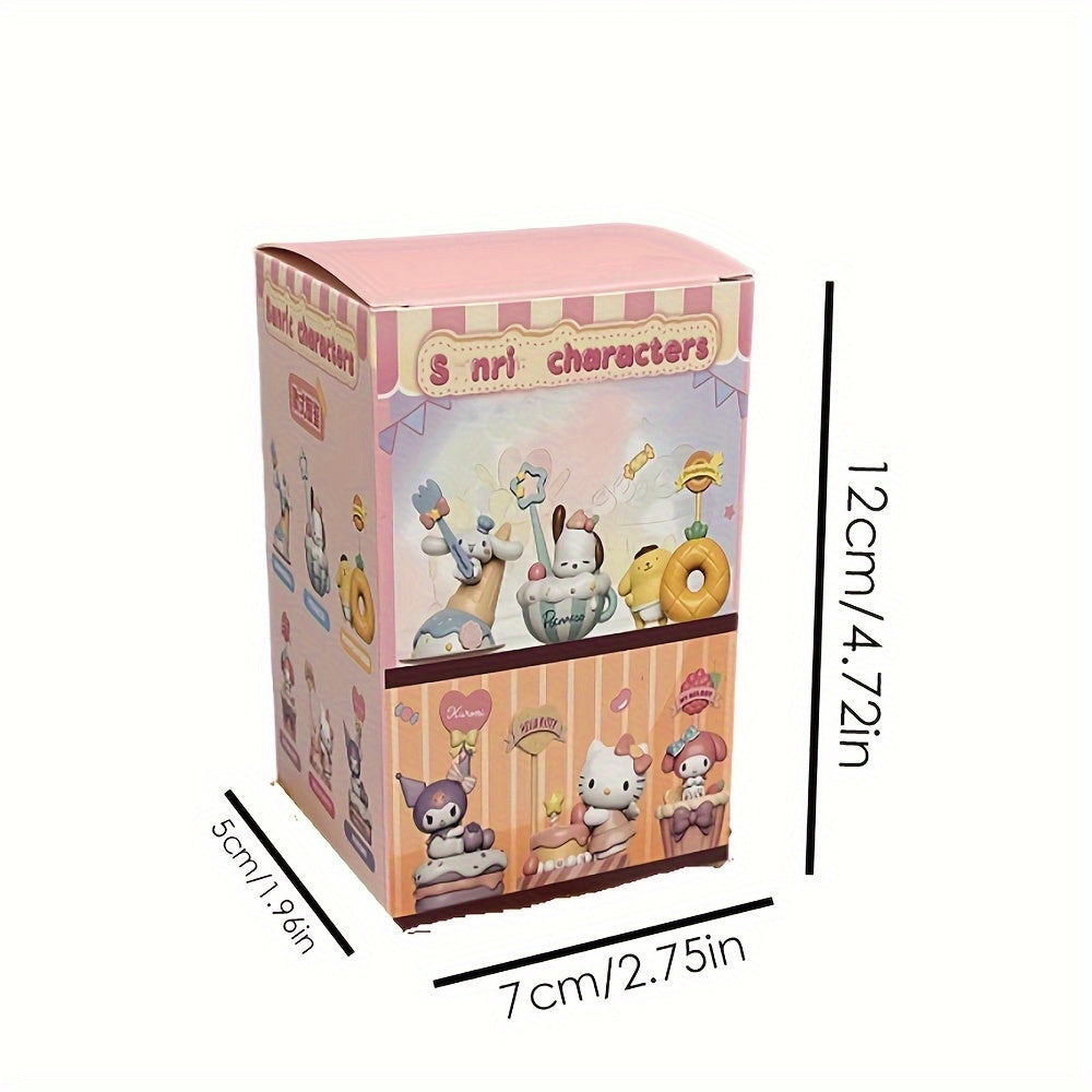 Sanrio Dessert Series Mystery Box - Cute Character Figurine with Purple & Pink Pastel Design, Heart Balloon & Cake Stand - Home Decor, Car Accessories, Birthday & Christmas Gift for Fans