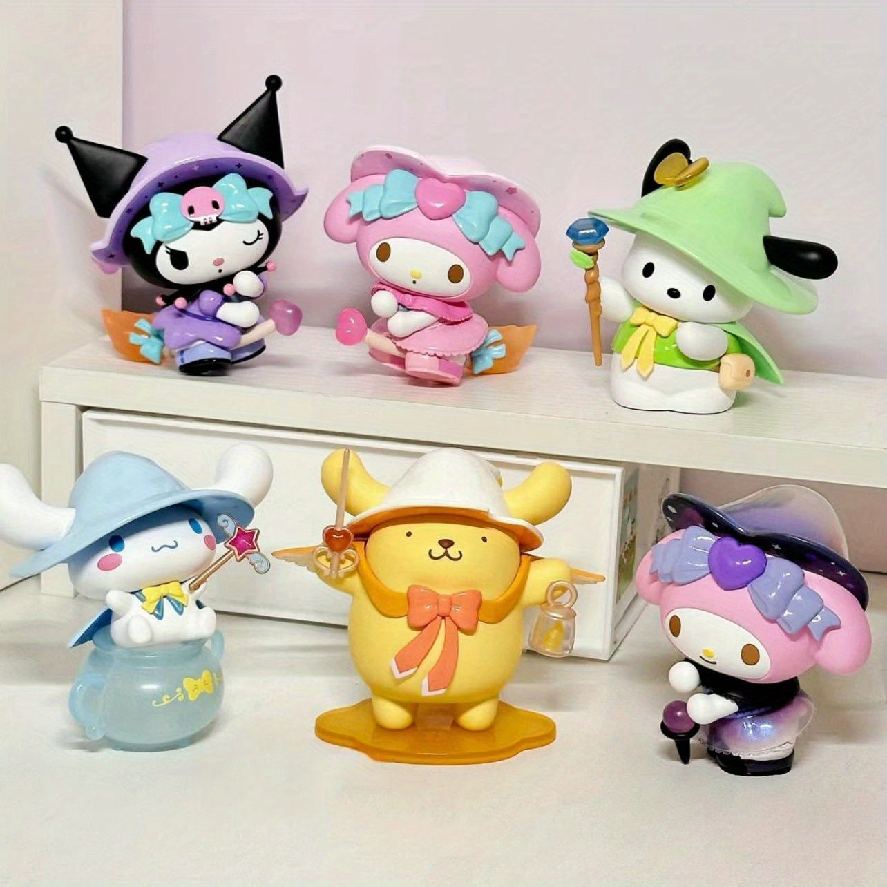 Blind Box from The Sanrio Magical Story Series Featuring Dolls of for kuromi, for My Melody, And Cinnamon Dog, Made of PVC. These Cartoon Decorations Are Perfect for Desktops And Make Great Gifts for Fans of Cartoons.