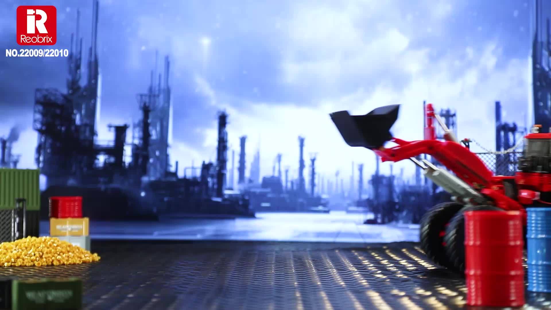 1876pcs Reobrix 22009 Yellow Shovel Loader Building Blocks, Remote Control Crane Vehicle Building Model Kits, High Difficulty Toy Assembly Model, Halloween, Christmas And Birthday Gift for Adults