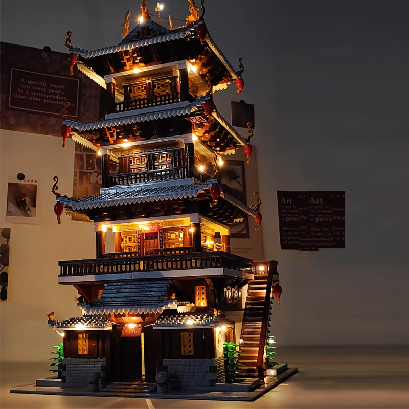 6134pcs Chinese Ancient Architecture Heavenly Fairy Mirror Huge Type Difficult Mini Building Block Toys, Home Decor Ideas Christmas\u002FNew Years Gift(no with Light), Display Piece, Festive Decoration, Artistic Decor, Traditional Style, Handcrafted Block