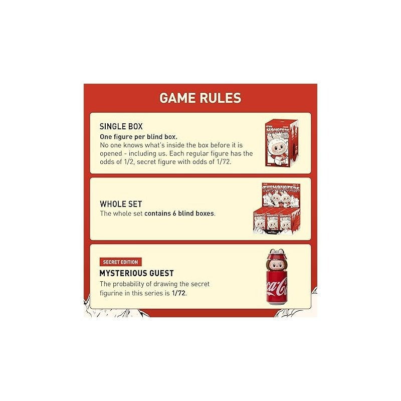 6 PCs Whole Set Figures POP MART The Monsters COCA-COLA Series-Vinyl Face Blind Box Labubu Doll, Random Design Action Figures Collectible Toys Home Decorations, Holiday Birthday Gifts, Whole Set