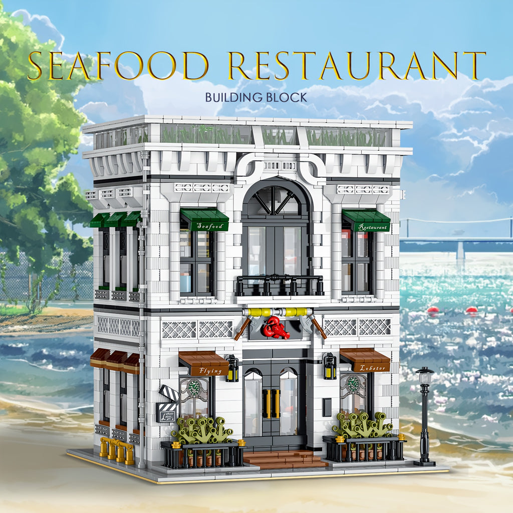 4132pcs Deluxe Structure Building Kit: Seafood Restaurant-Style Building Blocks Set for Adults, High-Definition Detailing, Interactive Assembly Experience