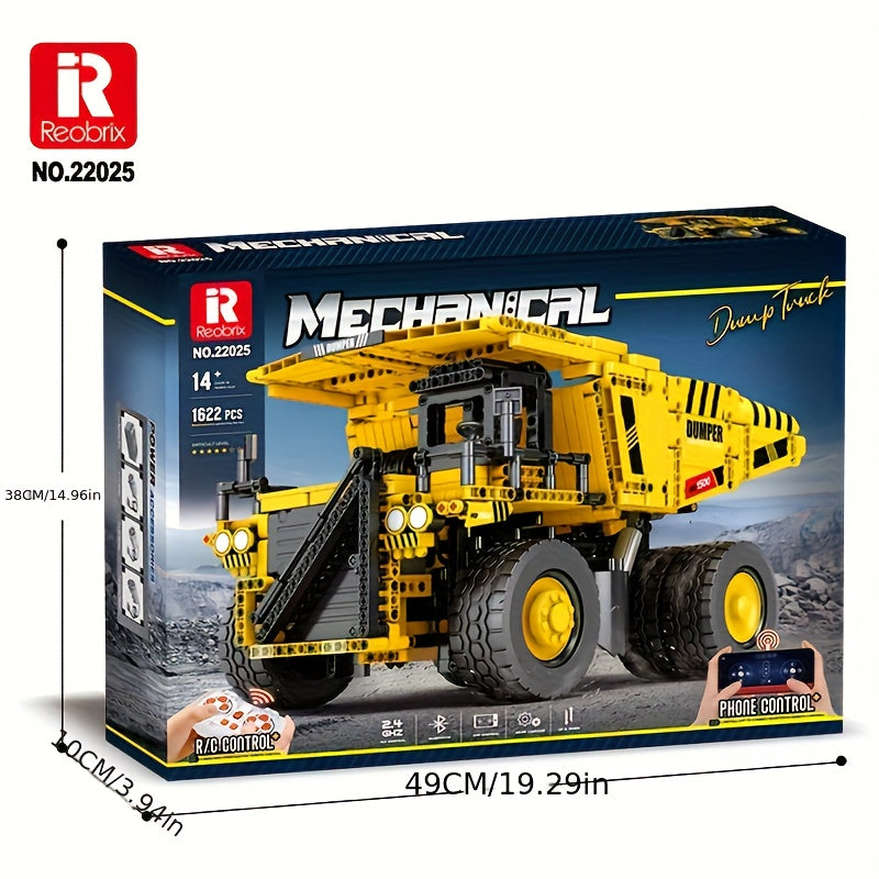 Reobrix22025 Technology Engineering Mining Dump Truck Assembly Building Block Model, Puzzle Assembly Toy Car, Suitable for Holiday Gifts for And Friends.