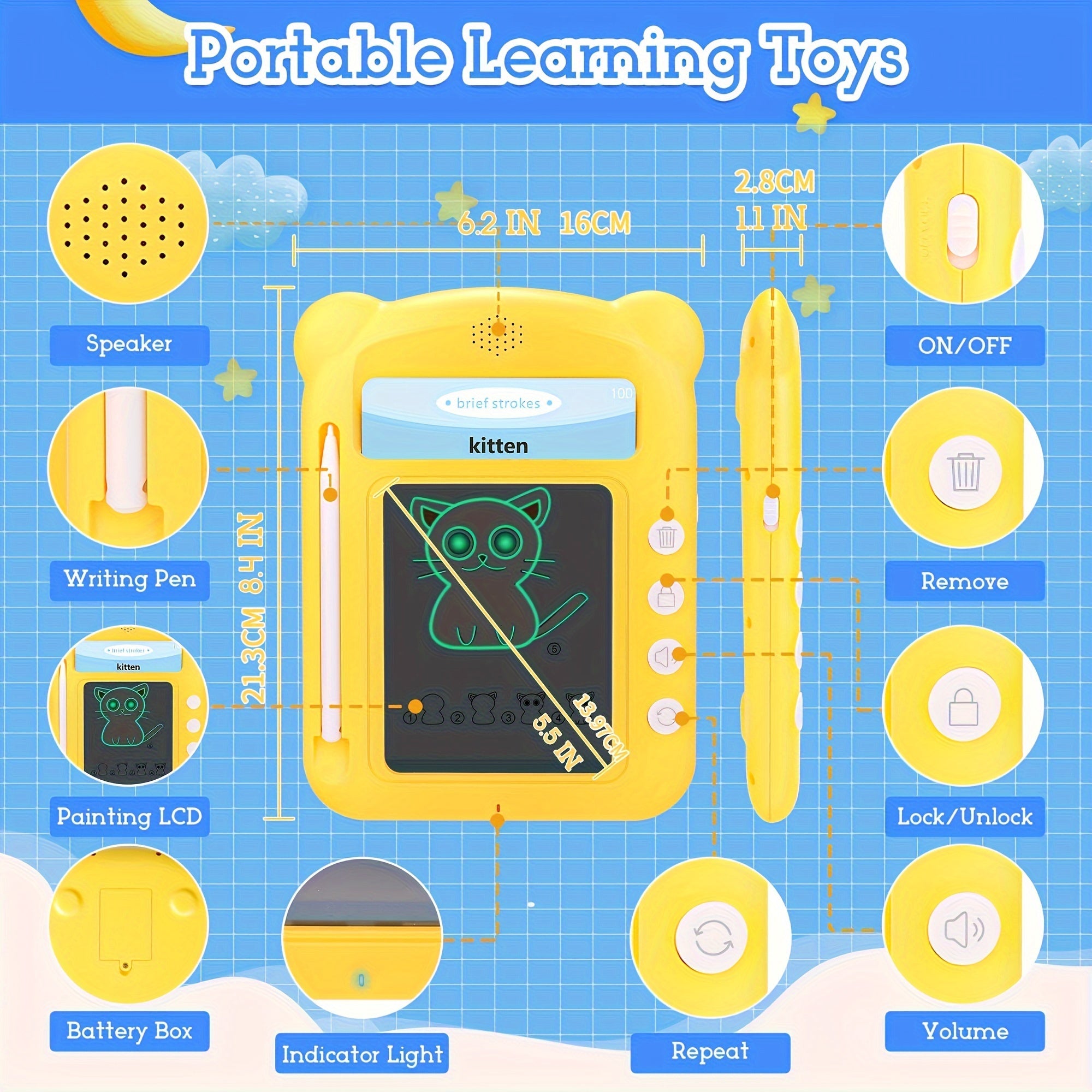 Flash Cards For Toddlers 3 4 5 6 Years Audio Flash Card Educational Learning Toy With Doodle Function, Kids Audible Flash Cards Machine With Drawing Function 50pcs Flash Cards 100 Words