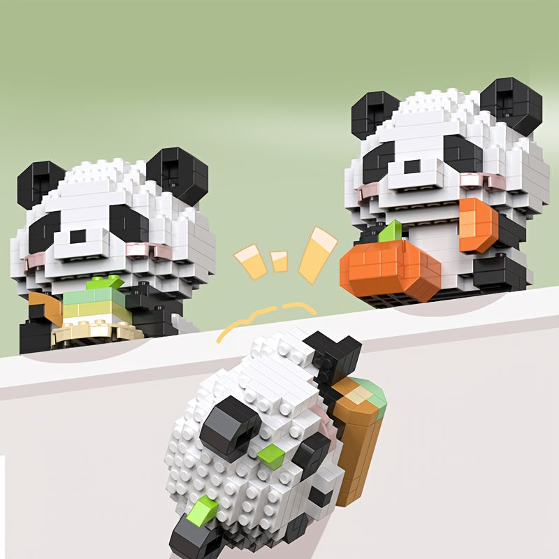 12 Styles of Panda Building Blocks - Cute Desk Decorations, Holiday Gift for Youngsters, ABS Material, Animal Theme, Perfect for Room Deco