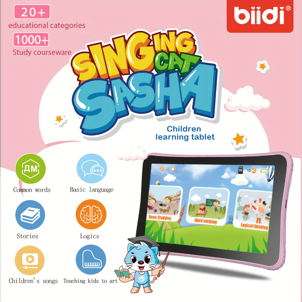 7-inch Tablet, 32GB ROM Board Computer TXT Screen, Learning Apps, Educational Games, Learning Education Toddler Tablet with Protective Sleeve Tablet Case