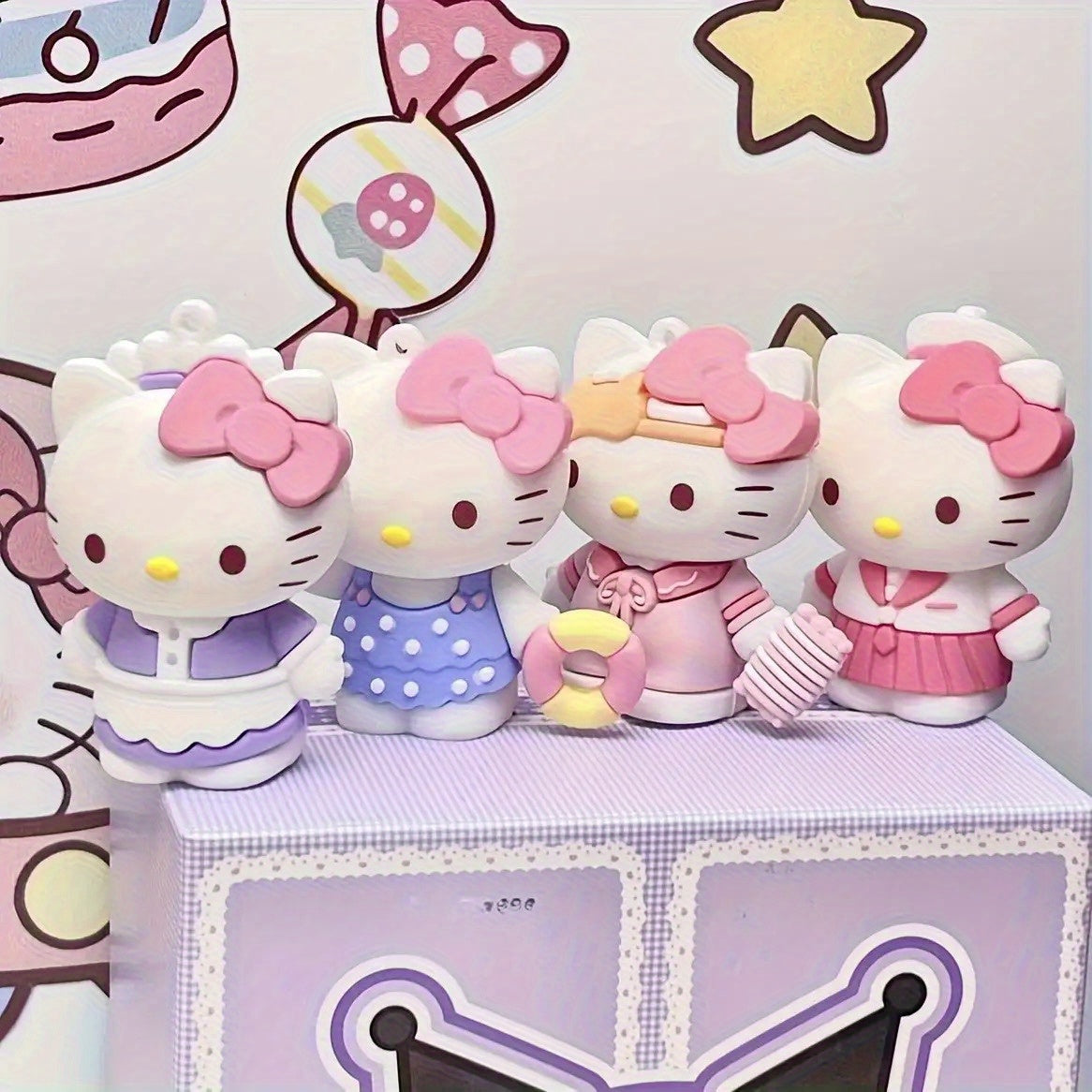 Y2K 8pcs Sanrio for hello kitty Mystery Box PVC Collectible Figures, Suitable for Indoor Outdoor Decoration, Cute Desktop Ornaments and Room Decorations, Fun Design Small Statues, Gift for Shoppers, High Quality Collectibles