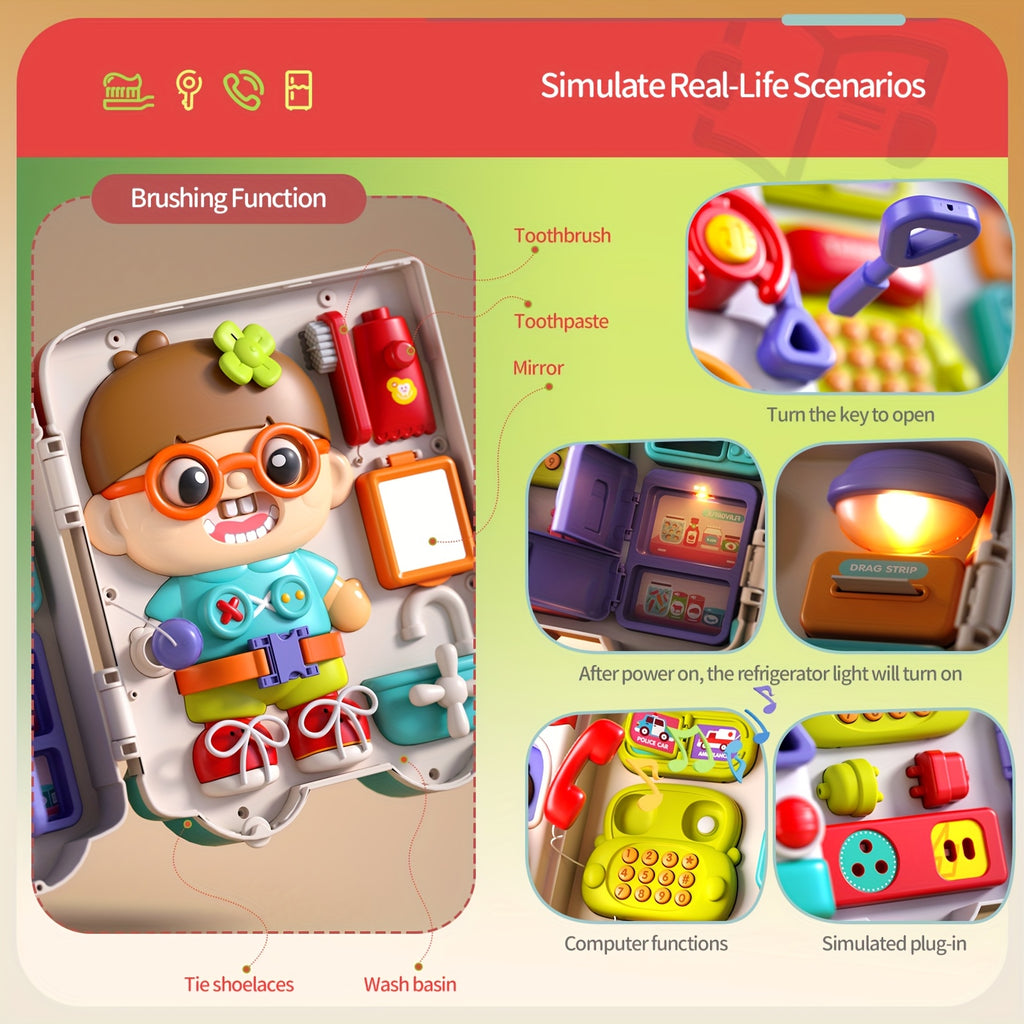 Musical Busy Board Toys 54-in-1 English & Spanish Musical Busy Board Toys 1-3, Early Educational Toy for 1, 2, and 3-Year-Old, Bilingual Learning Gift Ages 1+, Engagement, Playful Design, Easygrip Buttons