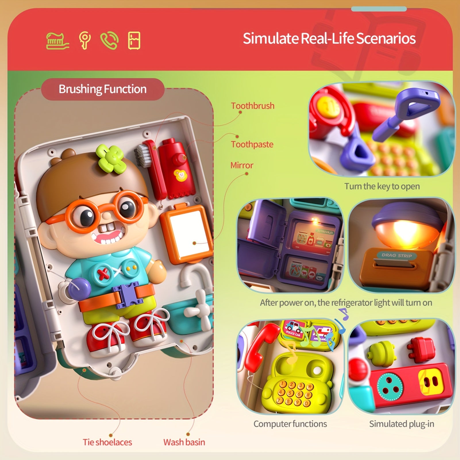 Musical Busy Board Toys 54-in-1 English & Spanish Musical Busy Board Toys 1-3, Early Educational Toy for 1, 2, and 3-Year-Old, Bilingual Learning Gift Ages 1+, Engagement, Playful Design, Easygrip Buttons