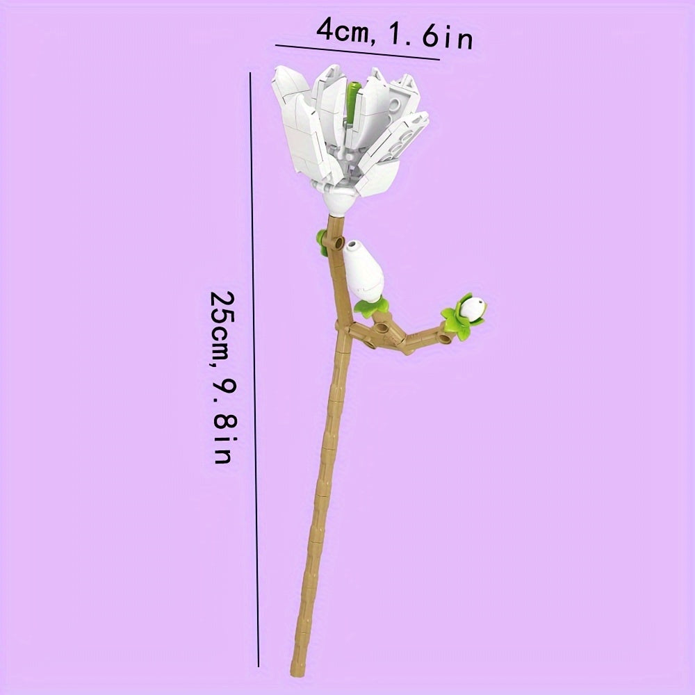 Narcissus, Magnolia, Lily, Lavender, for Lotus Flower, Peach Blossom,Creative Buillding Blocks Flowers Assembly Toys, Building Block Eternal Floral And Vases Toy, Birthday\u002FChristmas Gifts