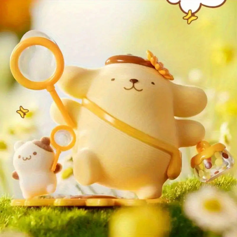 6Sanrio Pudding Mystery Box - Cute Pink Surprise Character with Recliner, Mixed Color Collectible Desktop Ornament, Four Seasons Series Anime Fan Exclusive Birthday Holiday Gift