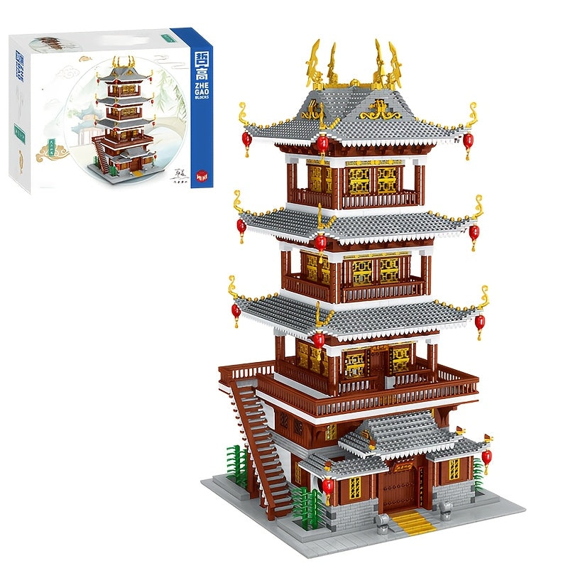 6134pcs Chinese Ancient Architecture Heavenly Fairy Mirror Huge Type Difficult Mini Building Block Toys, Home Decor Ideas Christmas\u002FNew Years Gift(no with Light), Display Piece, Festive Decoration, Artistic Decor, Traditional Style, Handcrafted Block