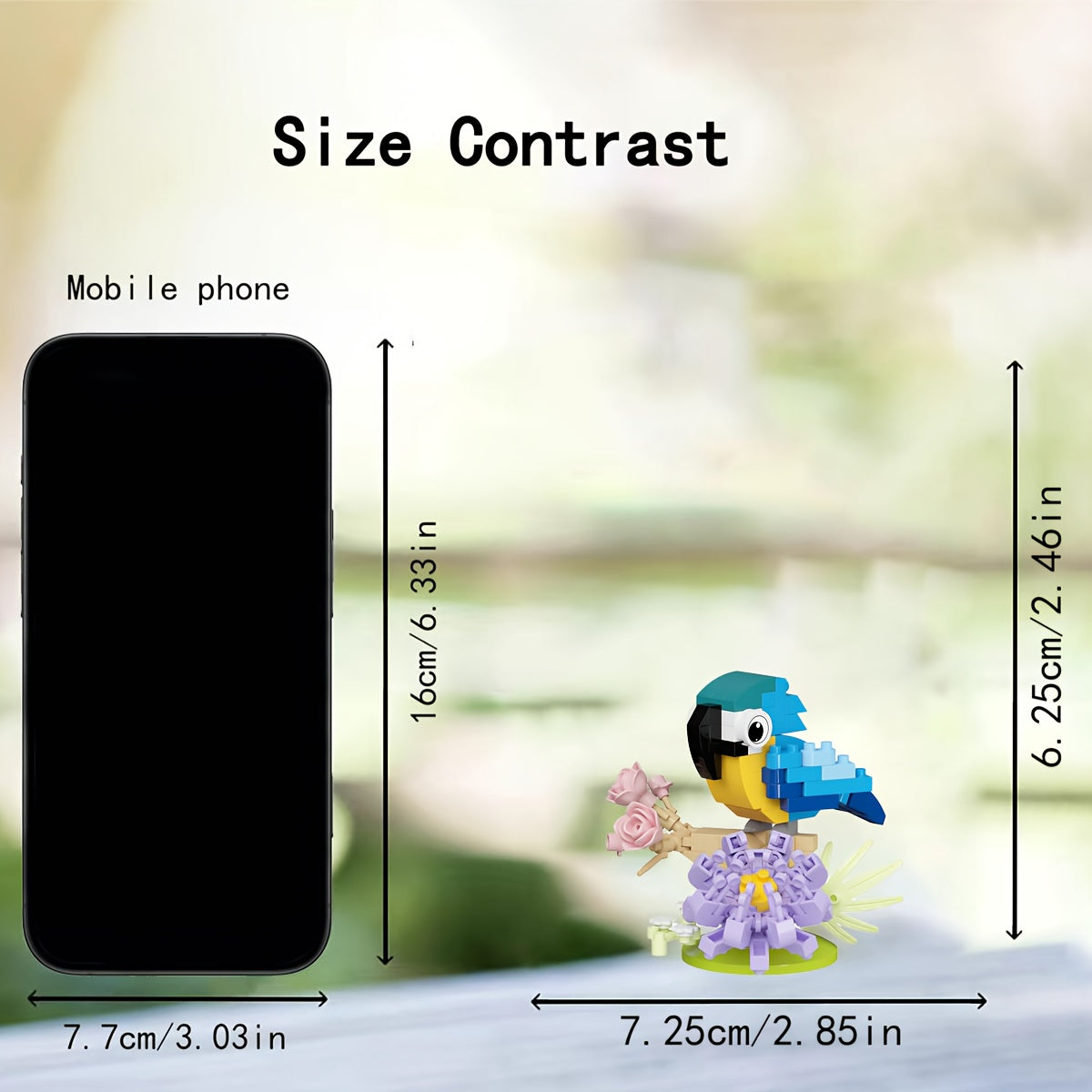 DIY Building Block Parrot Bird Series - Chibi-Style Colorful Parrots with Expressive Eyes, Sturdy Base & Decorative Display for Christmas\u002FHalloween Gifts, Home\u002FOffice Decor - Multi-Color (Blue, Yellow, Pink, Green, Red, White, Black) - Creative