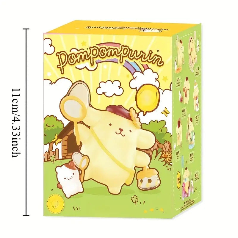 6Sanrio Pudding Mystery Box - Cute Pink Surprise Character with Recliner, Mixed Color Collectible Desktop Ornament, Four Seasons Series Anime Fan Exclusive Birthday Holiday Gift