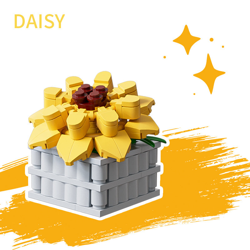 KAVO Succulent Flower Plant Potted Building Blocks Cactus Rose Daisies ABS Plastic Materials Bonsai Mini Model Bricks Creation Toys Christmas Birthday, Halloween, New year, Black Friday Gift For Kids, Building Assembly Ornament