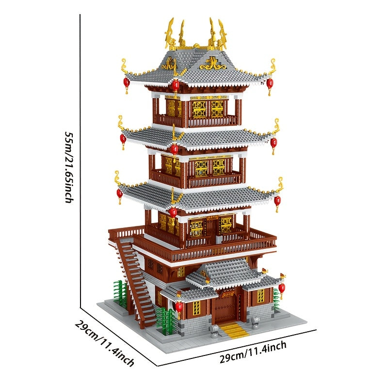 6134pcs Chinese Ancient Architecture Heavenly Fairy Mirror Huge Type Difficult Mini Building Block Toys, Home Decor Ideas Christmas\u002FNew Years Gift(no with Light), Display Piece, Festive Decoration, Artistic Decor, Traditional Style, Handcrafted Block