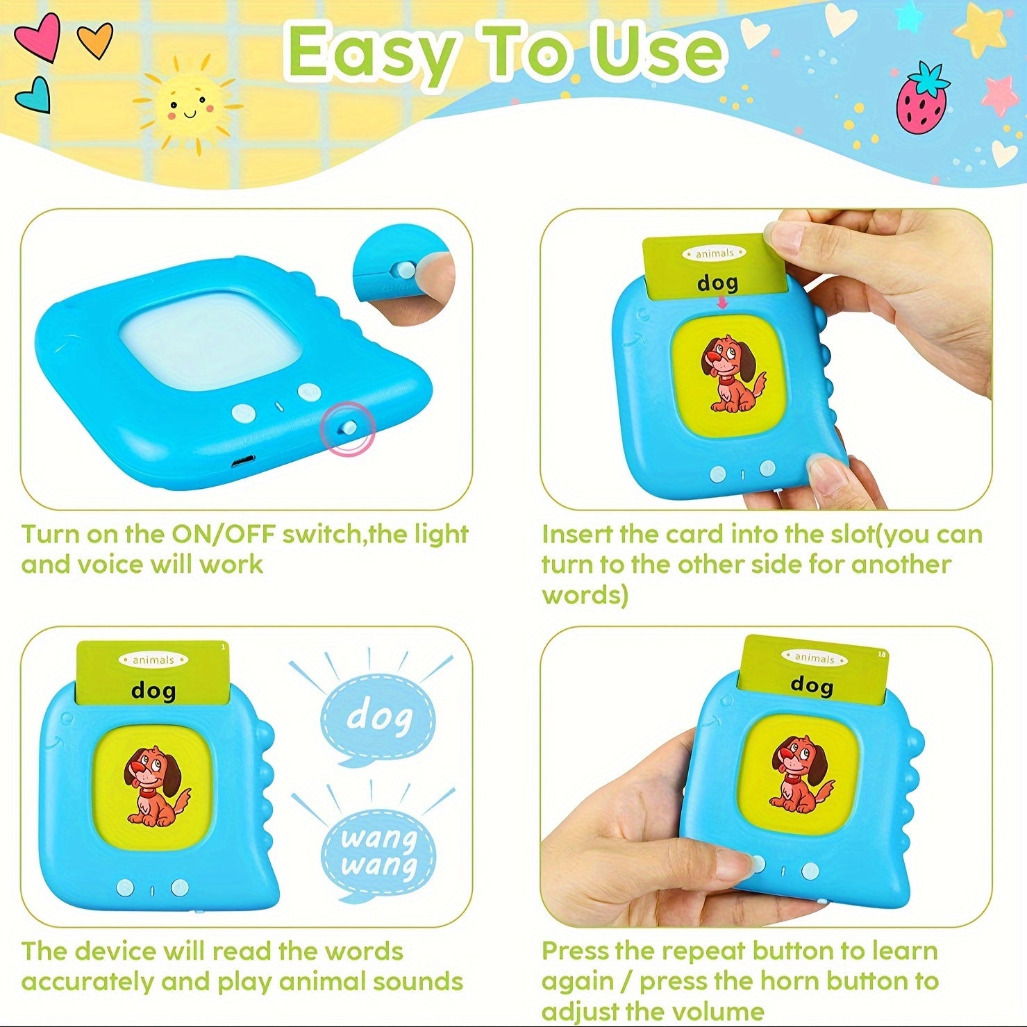 Talking Flash Cards for Toddlers 3-6 Years, Pocket Speech for Toddlers, 224-510 Sight Words Educational Learning Toys, Speech Toys for Toddlers, Kindergarten Preschool Gift for Kids Boys Girls