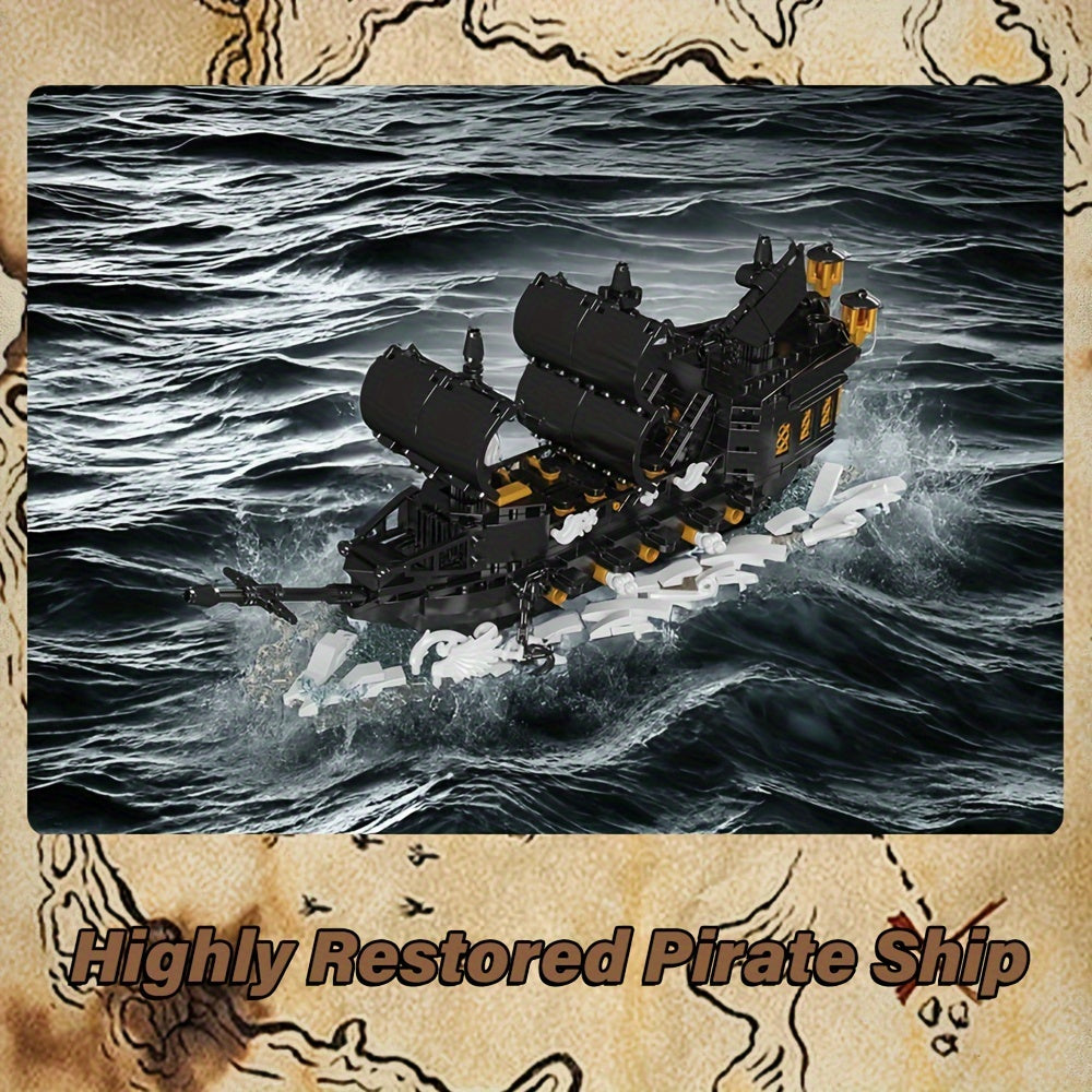 Pirate Ship In Bottle Building Block Model Kit, Pirate Ship Building Block Model, Ideal Collectible For Ship Construction Building Block Model Enthusiasts And Lovers, Home\u002Foffice Trendy Decor, New Year\u002FChristmas Gifts (2416\u002F2488\u002F2499pc