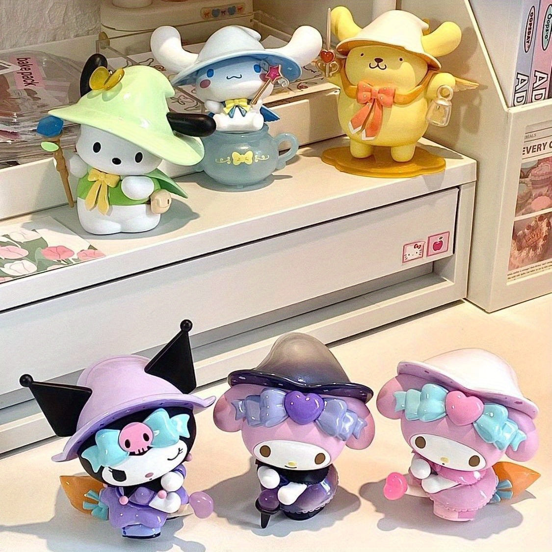 Blind Box from The Sanrio Magical Story Series Featuring Dolls of for kuromi, for My Melody, And Cinnamon Dog, Made of PVC. These Cartoon Decorations Are Perfect for Desktops And Make Great Gifts for Fans of Cartoons.