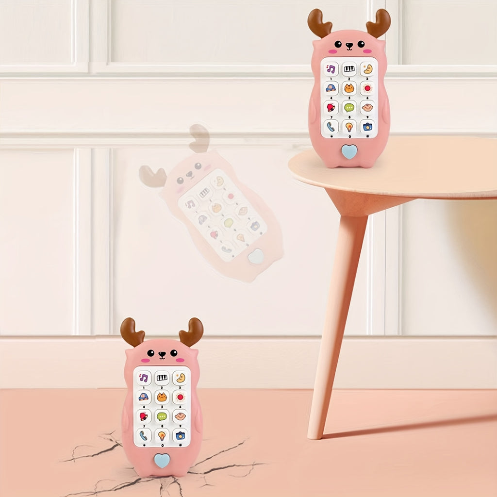 Cute Animal Early Learning Phone for Youngsters 0-3 Years - Portable Educational Toy with Music, Stories & Fun Icons, Pink\u002FBlue\u002FYellow, Ideal Gift for Christmas & Halloween