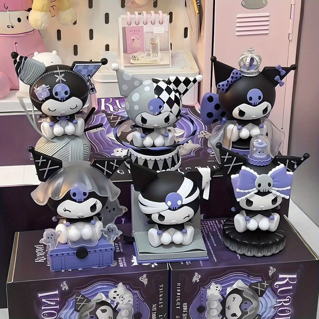 Sanrio Kuromi Collectible Mystery Box Handmade Office Desk Decor - Purple & Black Gothic Doll Figures with Accessories, Limited Edition Birthday Gift for Fans, Desk Figurine, Playful Character Design, Detailed Craftsmanship