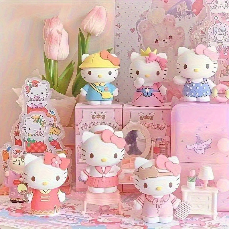 Y2K 8pcs Sanrio for hello kitty Mystery Box PVC Collectible Figures, Suitable for Indoor Outdoor Decoration, Cute Desktop Ornaments and Room Decorations, Fun Design Small Statues, Gift for Shoppers, High Quality Collectibles