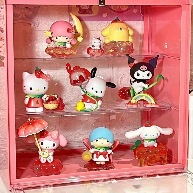 Sanrio Strawberry Land Mystery Box - Kuromi, Cinnamoroll & My Melody Collectible Figurine Surprise with Strawberry Accessory, Cute Anime Character Gift, & s (Officially Licensed)