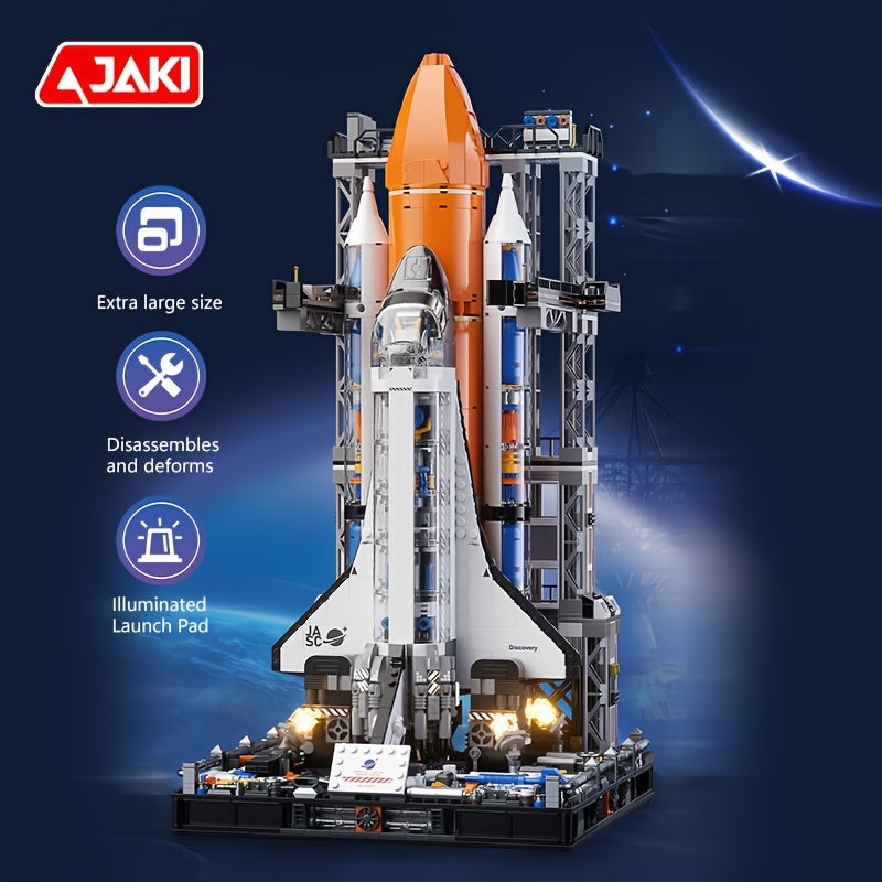 Super Space Shuttle Model JAKI Super Space Shuttle Building Block | 2200pcs Large Size Space Rocket Model, Science Fiction Puzzle, Home Decor, Halloween & Christmas Gifts (Color Box)