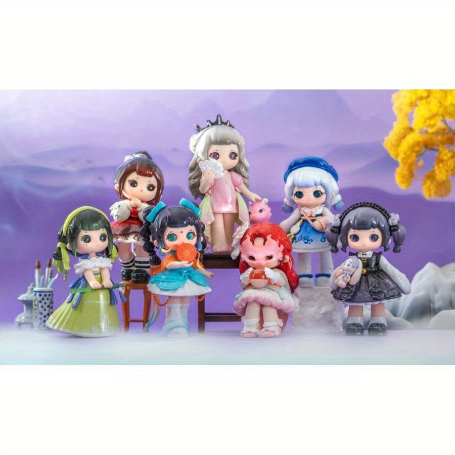 Vintage Anime Girl Mystery Box - Collectible PVC Mystery Box Figures with Unique Character Designs, White & Red Color Variants for Girls 18+