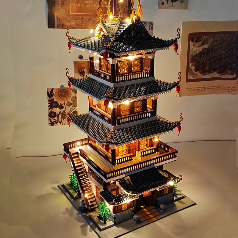 6134pcs Chinese Ancient Architecture Heavenly Fairy Mirror Huge Type Difficult Mini Building Block Toys, Home Decor Ideas Christmas\u002FNew Years Gift(no with Light), Display Piece, Festive Decoration, Artistic Decor, Traditional Style, Handcrafted Block