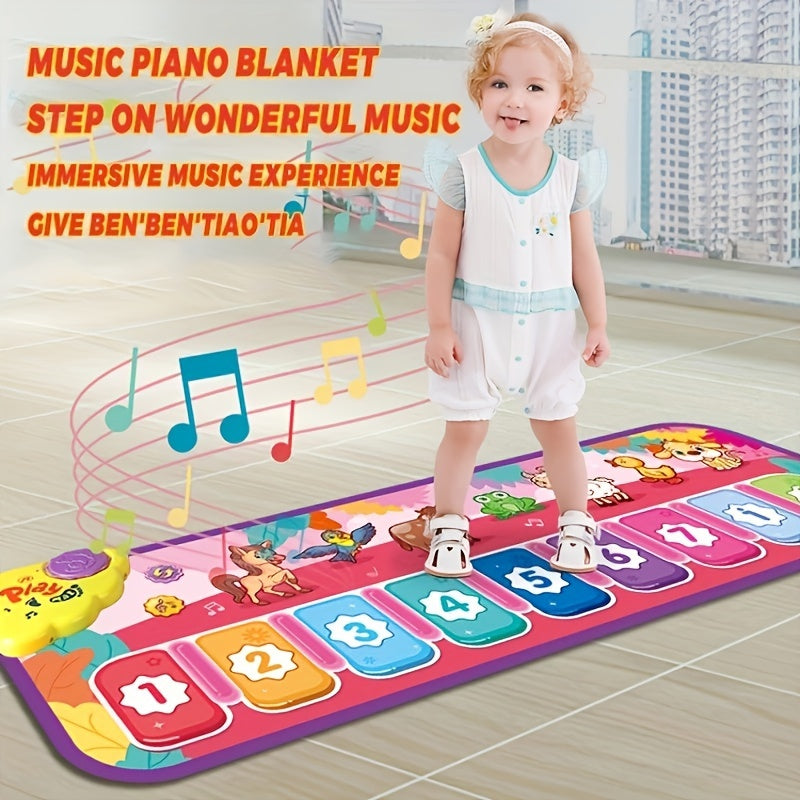 Interactive Red Piano Mat for Toddlers 1-5 Years with 9 Music Sounds, Educational Dance & Music Play Mat Toy with Animal & Number Icons - Ideal Gift for Birthdays, Christmas, Easter, Halloween, Piano Themed Gifts, Playful Design